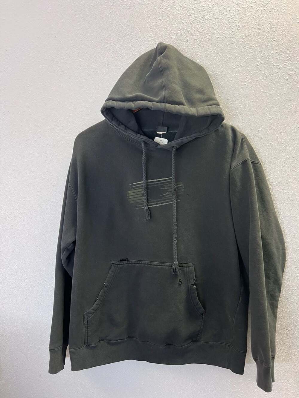 Vintage Oakley Hoodie Sweatshirt Black Oval Logo Distressed medY2K Skater 0431